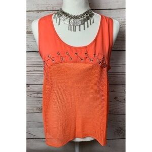NWT Mocha Mesh Chain Detail Tank Top